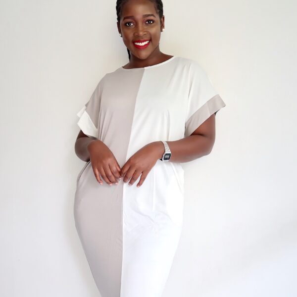 A VIBES MAXI DRESS / GREY AND WHITE